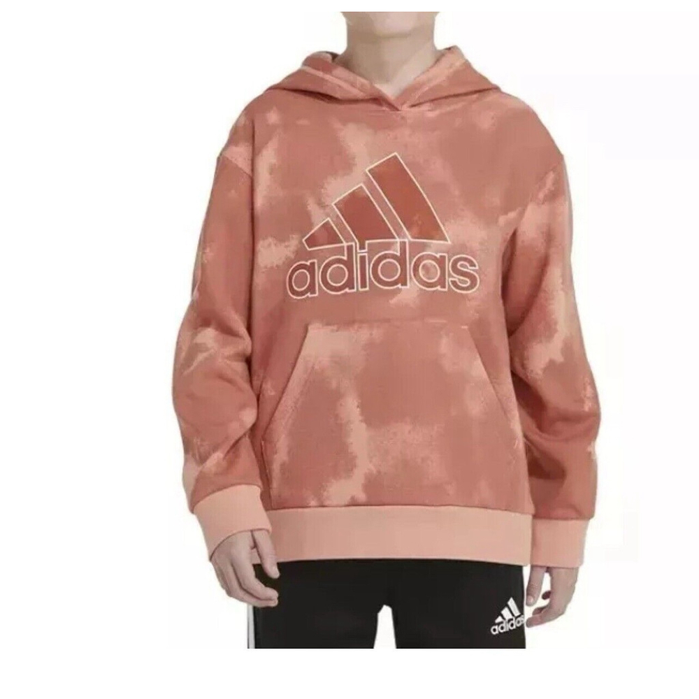 Adidas Big Boys Long Sleeve Fluidity Printed Hoodie Clay Print Size Large NWT